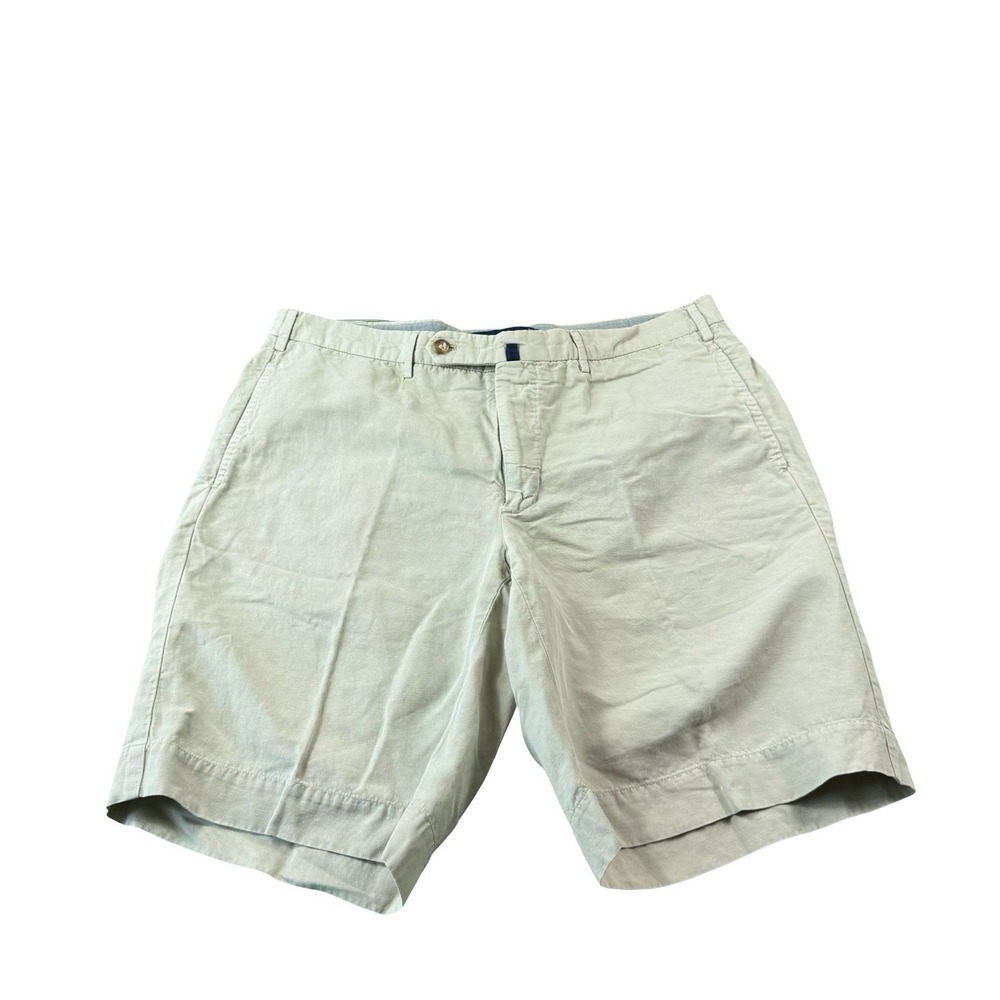 Incotex Chinolino Mens Light Tan Linen Cotton Flat Front Bermuda Shorts 38 69189